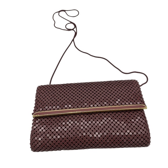 Vintage Beautiful Burgundy Metal Mesh Evening Clutch | Hand Bag - Picture 2 of 9